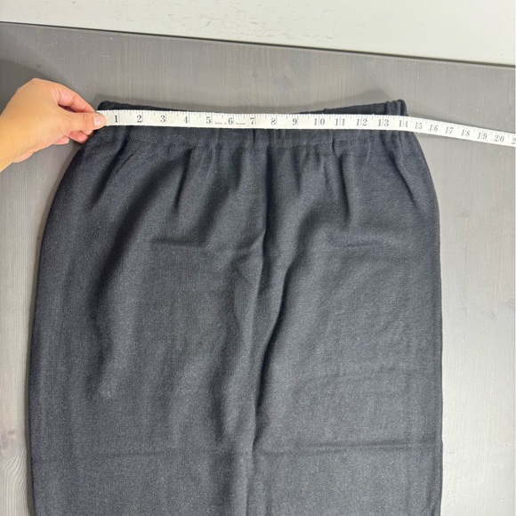 PERUVIAN CONNECTION Baby Alpaca Wool Black Midi Skirt Pull-on Elastic - Picture 9 of 9